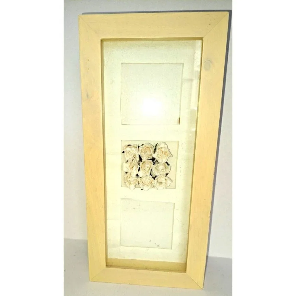 Hanging/Standing Photo Frame Roses Block Style Beige 12.5